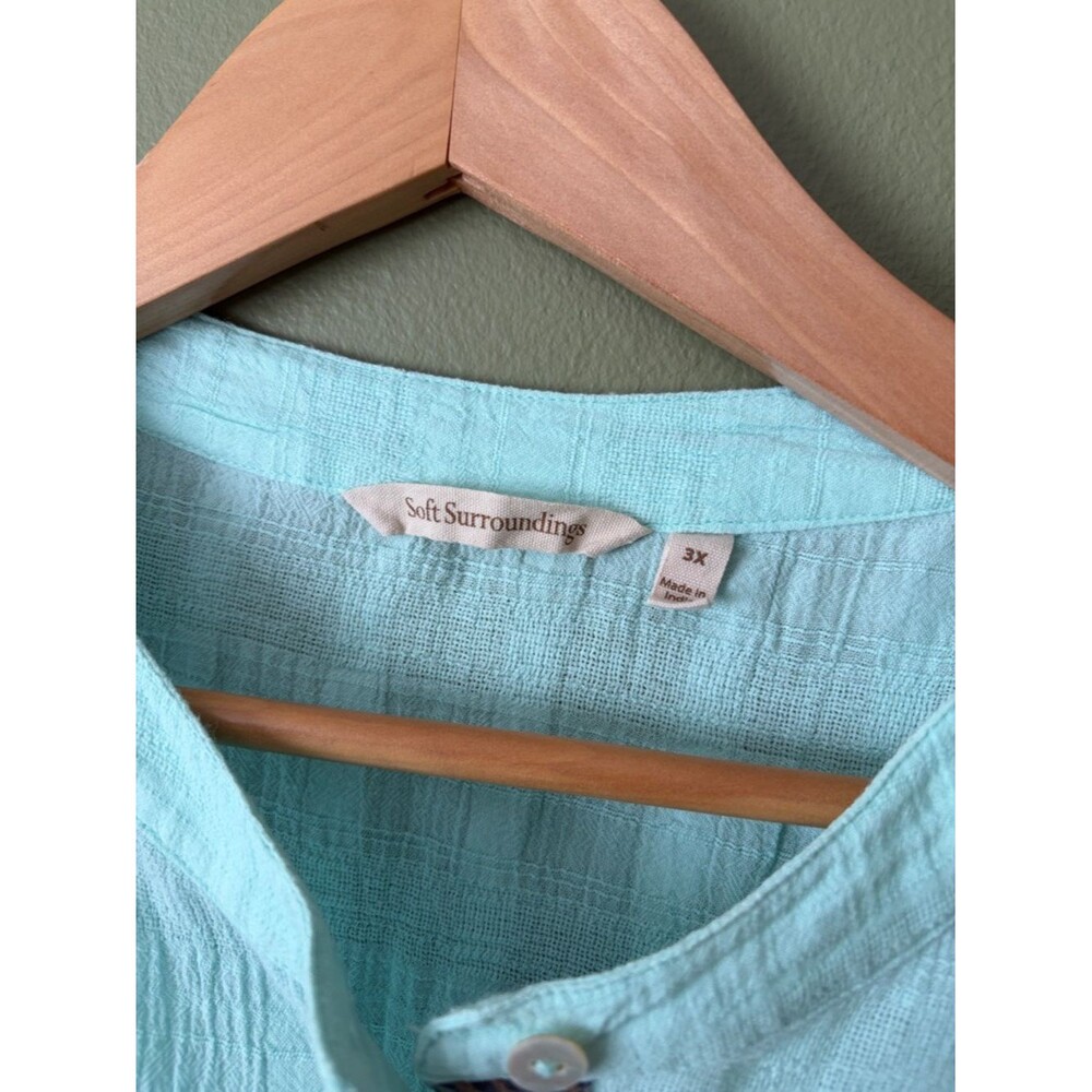 Soft Surroundings Gloria Gauze Tunic Blouse Top In Clearwater Blue Sz 3X Plus - Picture 3 of 5